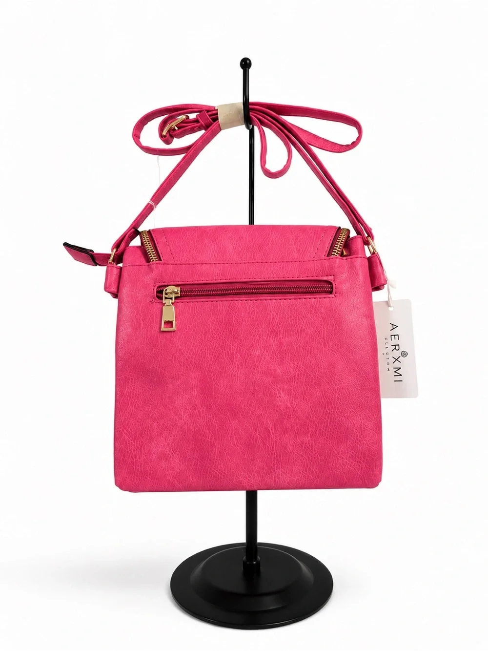 Fuchsia Pink Crossbody Bag with Tassel Accent